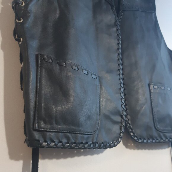 Vintage Genuine Leather - Men's - Sleeveless Vest - Embossed Eagle - Biker Style - Picture 9 of 13